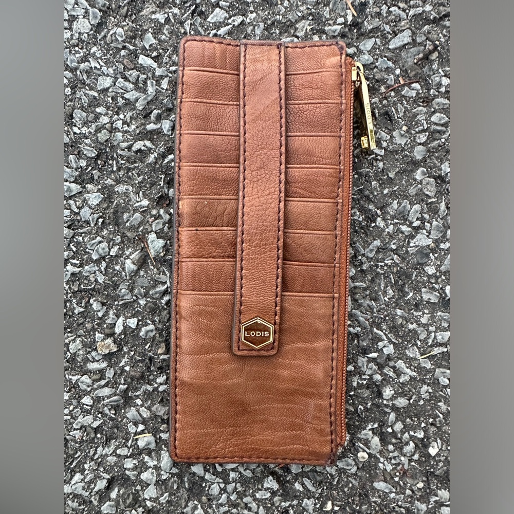 Lodis Long Slim Stacker Card Wallet Brown Leather